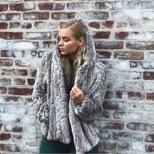 Olivaceous Gray Faux Fur Jacket